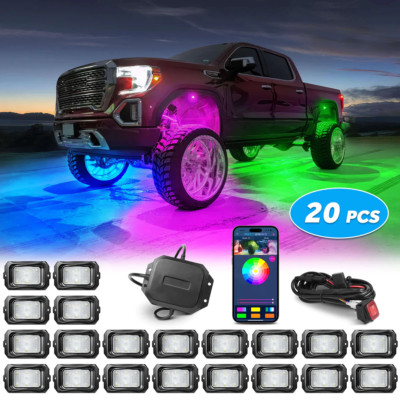 MICTUNING C2 Max RGB-IC LED Rock Lights Kit, 8/10/12/16 Pods Extend Up to 24 Pod