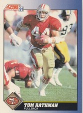 FREE SHIPPING-MINT-1991 Score Tom Rathman #88 49ERS PLUS BONUS CARDS