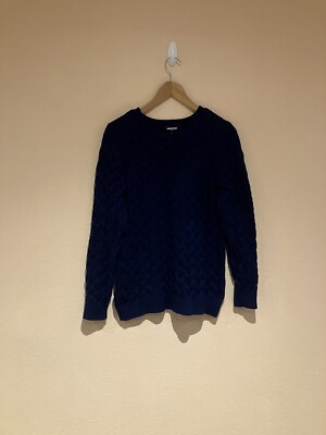 Lands End Damen Blau Grobstrick Pullover Größe Medium UK 10-12