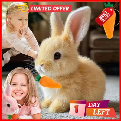 Easter Bunny Toy   Jumping White Plush Rabbit Gift for Kids & Toddlers