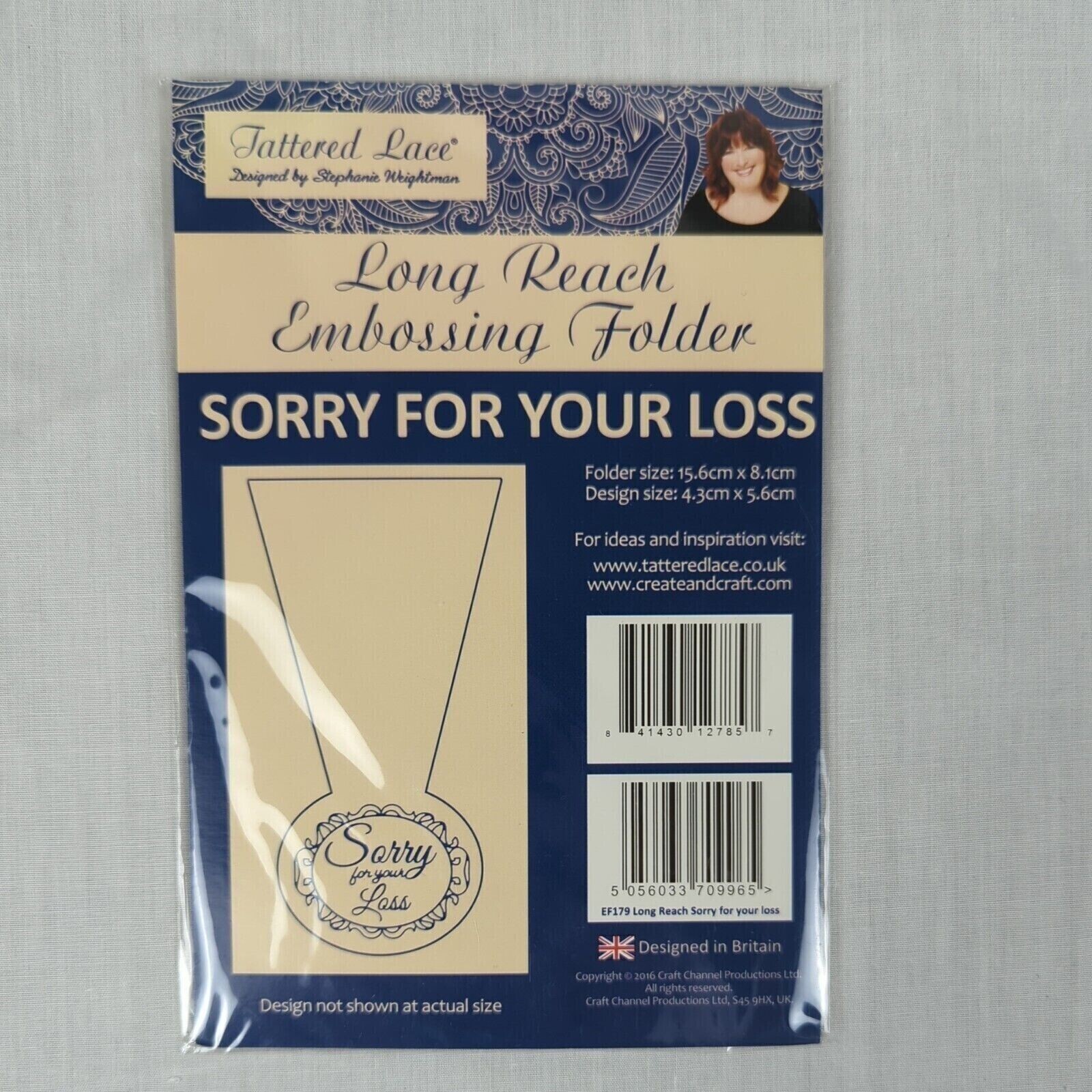 Tattered Lace Sorry For Your Loss Long Reach Embossing Folder 2016 New Sealed