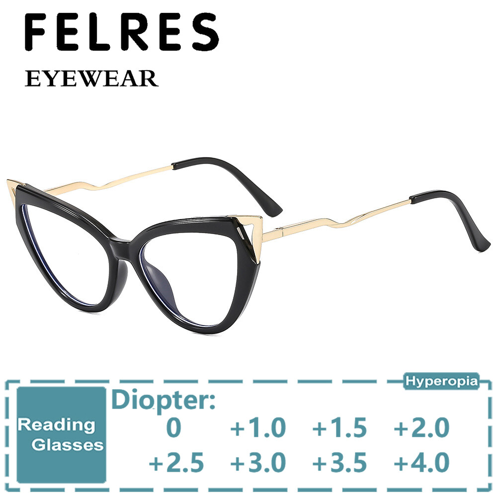 Women TR90 Cat Eye Anti Blue Light Reading Glasses Clear Lens Presbyopic Glasses