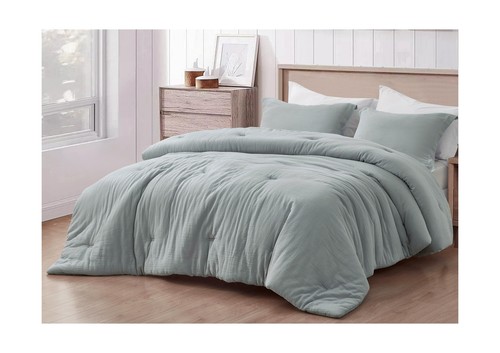 Chezmoi Collection Breeze 3-Piece 100% Cotton Muslin King Comforter Set, Ligh... - Picture 2 of 9