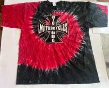 NEW BIG DOG MOTORCYCLES SPIRAL TYE DYE RED & BLACK SHIRT XXL