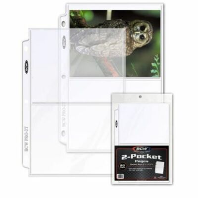 New 15 PK - 2 Pocket Pages BCW PRO 5x7 Photo Postcard Page Sheet Protector 