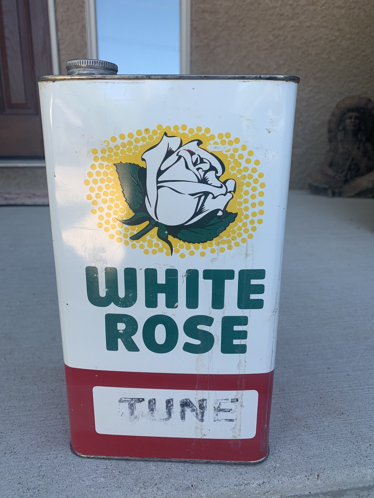 Vintage White Rose Oil Can 1 Gallon Tune Can eBay