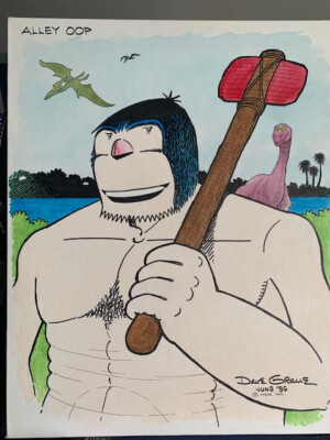 DAVE GRAUE SIGNED ORIGINAL FULL COLOR DRAWING ON 16x20 CANVAS          ALLEY OOP