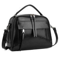 Upgraded Version-yaluxe Women's Double Zipper Real Leather Handbag Top Handle Upgraded Version-yaluxe Women's Double Zipper Real Leather Handbag Top Handle