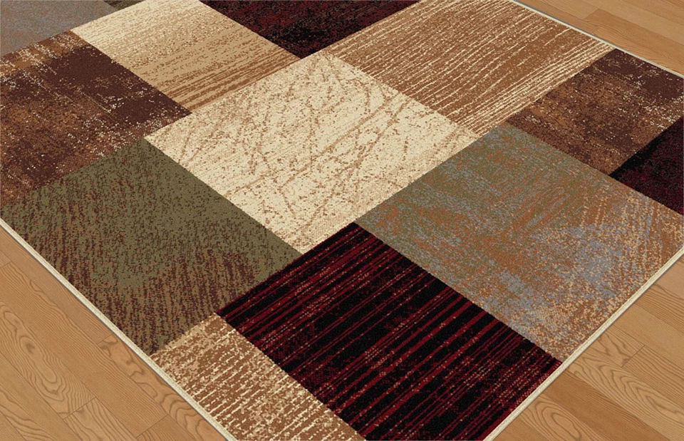 Multi-Color Squares Panels Contemporary Area Rug Blocks Patchwork Boxes Carpet - Image 2 of 3