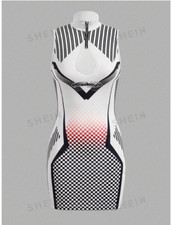 SHEIN ICON Women's Striped Bodycon Dress With Letter Print size L