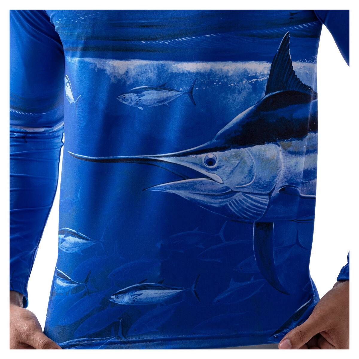 Guy Harvey | Men's Marlin Wrap Long Sleeve Sun Protection Shirt, Medium