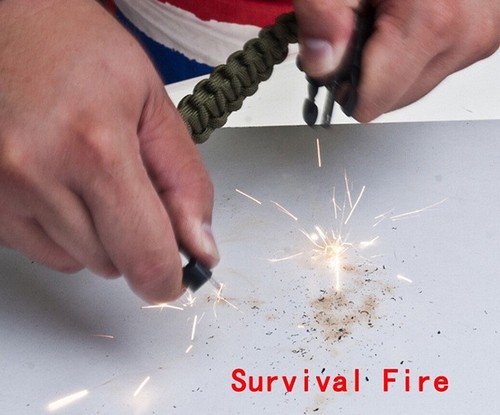 Survival Bracelet Flint Knife Whistle Compass Scraper Paracord Outdoor Camping  - Zdjęcie 8 z 10