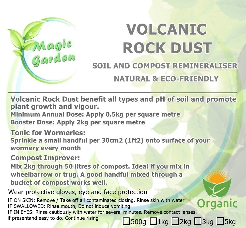 Volcanic Rock Dust Organic Fertiliser Soil Compost Remineraliser 1 kg FREE UK PP
