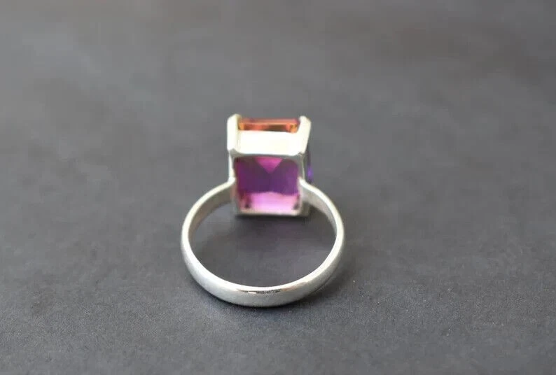 Anillo hecho a mano de plata esterlina 925 maciza con piedras preciosas de ametrino todas las tallas R411 Foto 3 de 4