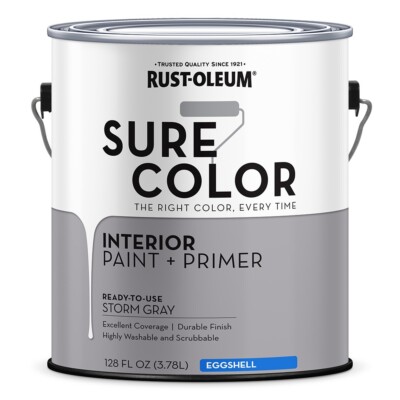 Rust-Oleum 380224 Sure Color Interior Paint and Primer Eggshell Storm Gray gal