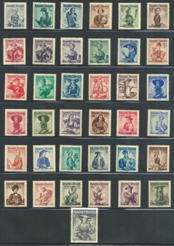 Austria 1948 #520-556 MNH (A mix of yellow and white gum types but all are MNH)