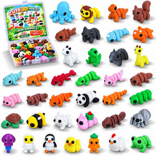 Mini 3D Printed Animal Figures Set, Articulated Flexible Desk Pets Classroom