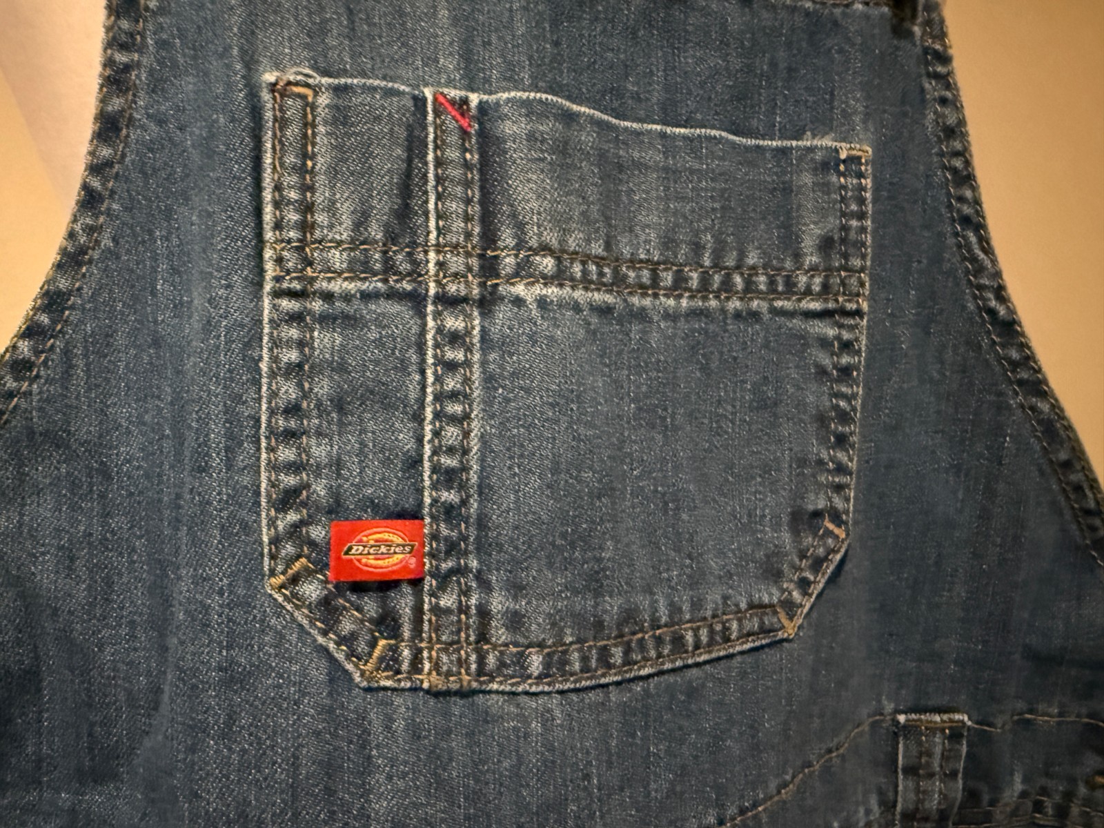 DICKIES Womens Denim Bib Overalls Relaxed Fit Straight Leg NWT - Small