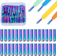 50Pcs Rainbow Shoelace Tips Aglets for Shoelaces Metal Shoe Lace Tips Shoelac...