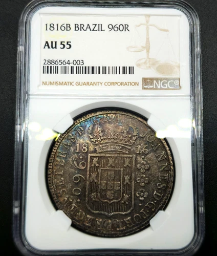 Bahia 960 Réis 1816B João Prince Regent of Portugal & Defender Brazil AU55 NGC