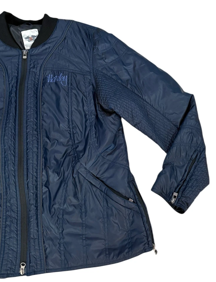Harley Davidson Motorcycle Jacket Women Size 2XL Puffer Navy Blue Full Zip - Image 4 of 4