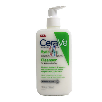 CeraVe Hydrating Cream-to-Foam Face Wash w/ Hyaluronic Acid for Dry Skin 12 oz