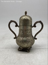 Antique Ornate Silver-Plated Victorian Decorative Two-Handle Jug With Lid