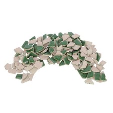 1 Pack Broken Ceramic Tiles: Irregular Polished Porcelain Pieces - Green Tiny