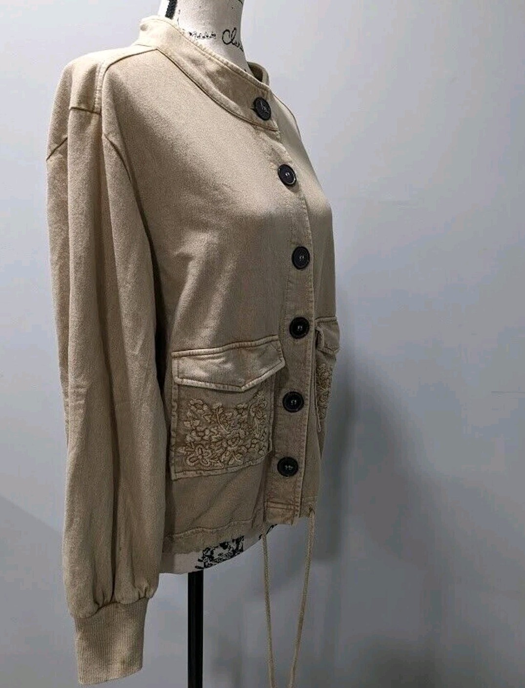 Boho Jacket Solitaire Button Front Embroidered Po… - image 5