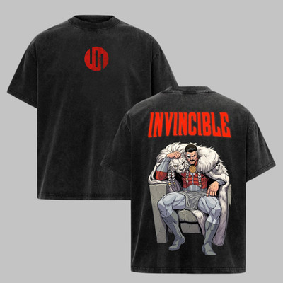 Invincible Omni Man Acid Washed T-Shirt Heavyweight Cotton Comic Fan Gift