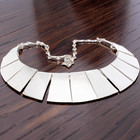 VINTAGE HANDMADE STERLING SILVER PANEL LINK BIB COLLAR 17.5" NECKLACE #7891 — photo 2