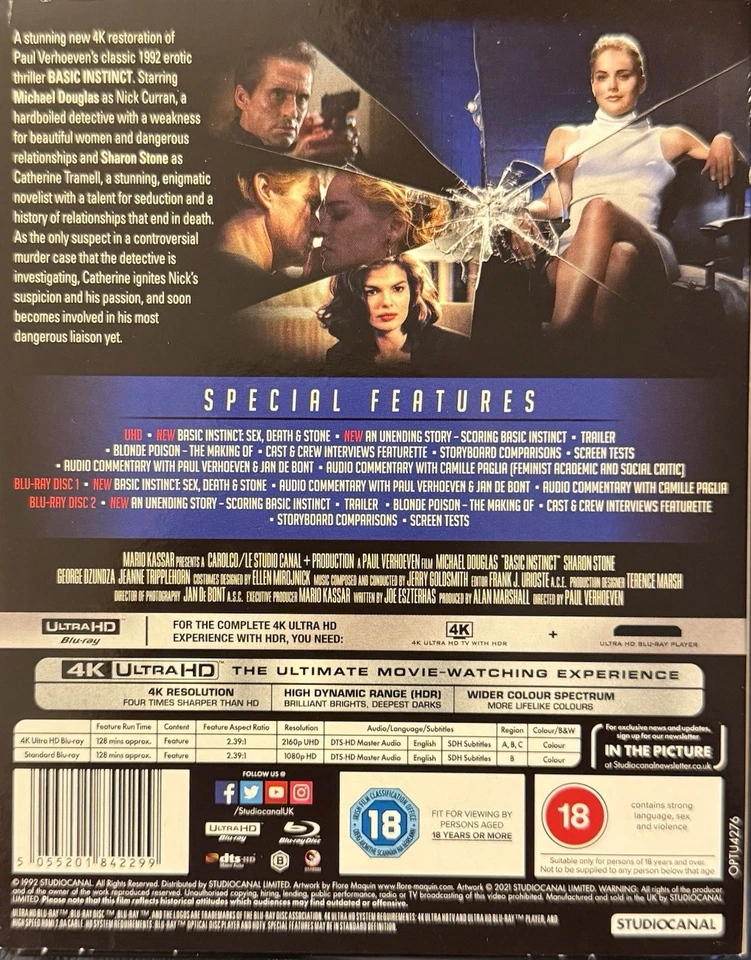 Basic Instinct 4K UHD + Blu-ray w/slipcover UK Import   - Image 2 of 4