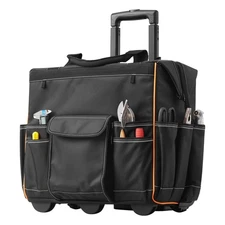 Uimoso Rolling Tool Bag 25 Pockets Heavy Duty Roller Tool Bag Telescoping Handle