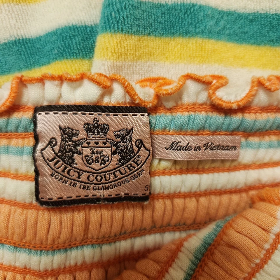 Juicy Couture Vestido Pequeño Rayas Sin Tirantes Tubo Top Terrycloth Natación Encubrimiento  Foto 3 de 4