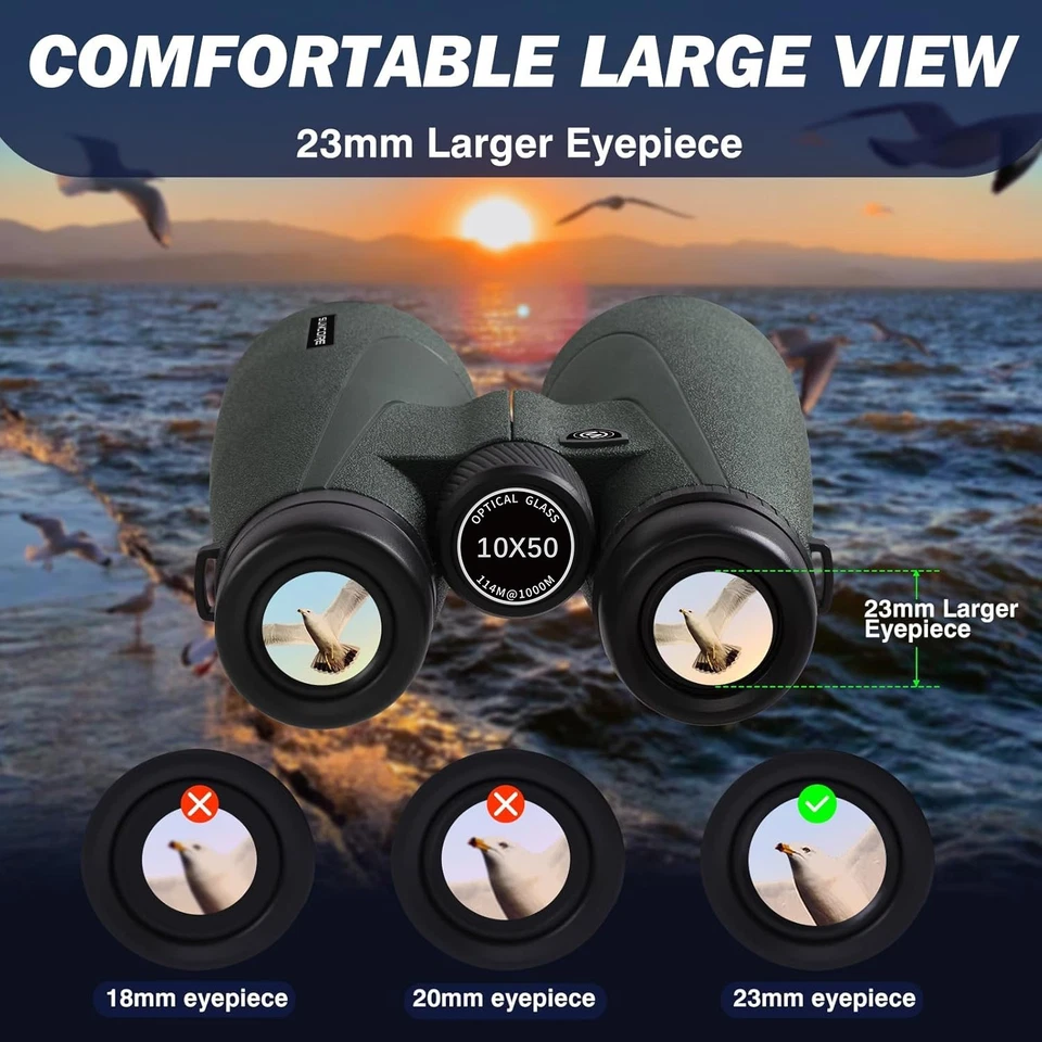 10 x 50 HD Binoculars for Adults with Phone Adapter for Bird Watching Hunting - Image 3 of 4