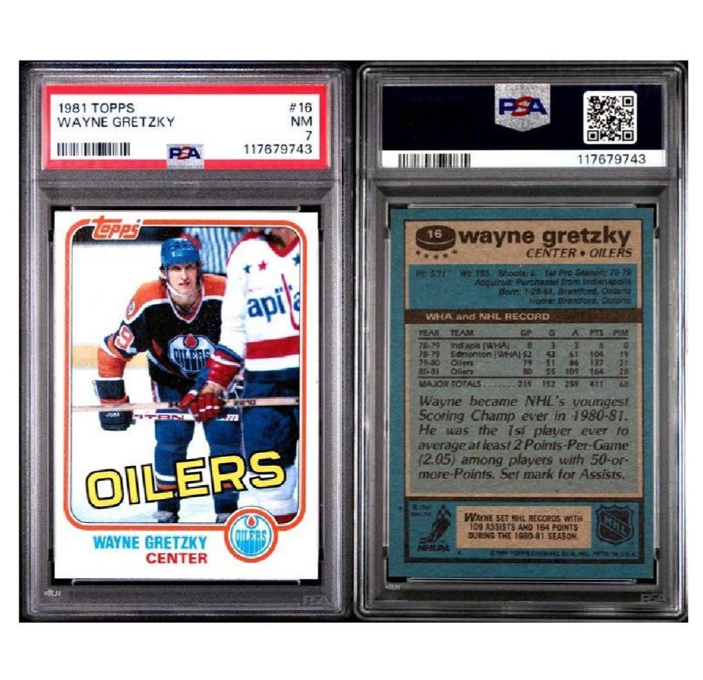 Topps 1981 Wayne Gretzky #16 PSA 7 Edmonton Oilers Graded Base Set view 3