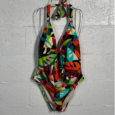 Bar III Solid Cowlneck One-Piece Swimsuit Multi, XL