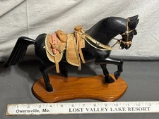 Vtg 12" HANDMADE Wood Spanish Marching Galloping HORSE Saddle Complete FOLK ART