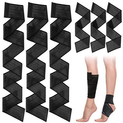 6 Pieces 2 Size Elastic Calf Compression Bandage Sport Leg Compression Wraps ...