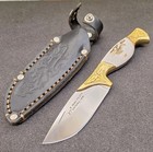 RUSSIAN Hunting Knife KP Kocteheu HAND MADE CUSTOM 4.25" BLADE Stag Brass