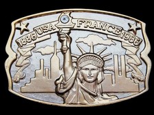 KA01111 NOS VINTAGE 1986 STATUE OF LIBERTY COMMEMORATIVE 24K BUCKLE