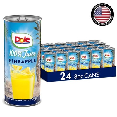 Pineapple Juice No Added Sugar 100% Fruit Juice 8.0 Fl Oz Pack of 24