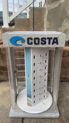 Costa Sunglasses Rotating Retail Display Case Has Locks but no keys 