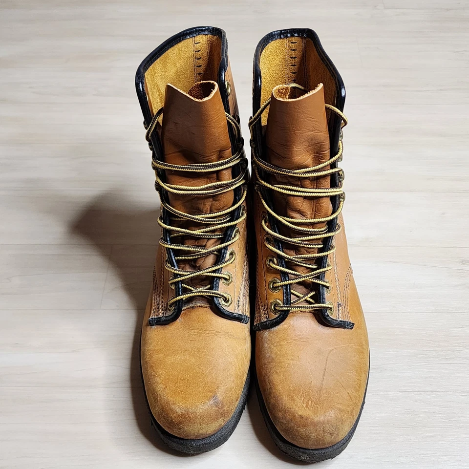 Botas de colección Wolverine bronceadas caza al aire libre con cordones trabajo a prueba de aceite 8" talla 6 Foto 3 de 4