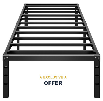 Twin Metal Bed Frame with Heavy Duty Slats, Easy Assembly, No Box Spring, Black