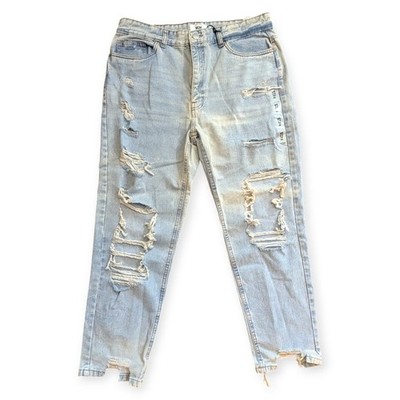 Refuge Denim NWT Light Blue Distressed Mom Jeans Ankle Crop Size 13 34