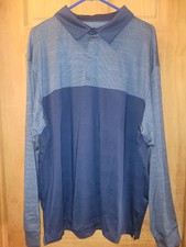 Three Sixty Six Men's Two Tone Midnight Blue Polo XXXL NEW Long Sleeve