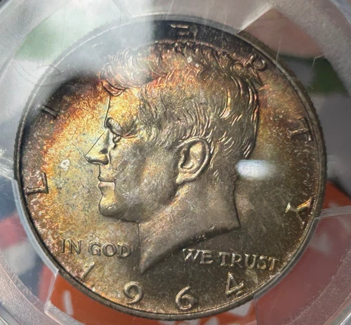 1964 PCGS MS65 Kennedy Silver Half Dollar. Toned, Please refer to pictures
