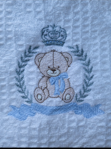 scialle bambino BIANCO personalizzato design BIANCO principe/principessa orsacchiotto più nome - Foto 3 di 14