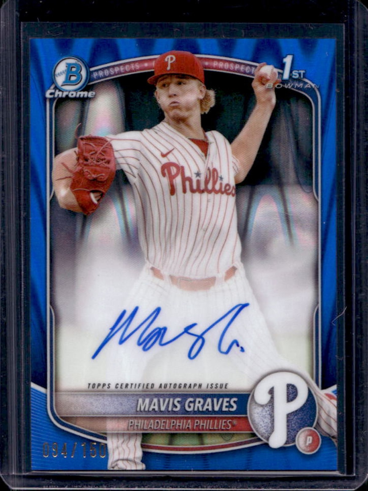 2025 Bowman Chrome Mavis Graves Auto Blue RayWave Refractor 1ST #94/150